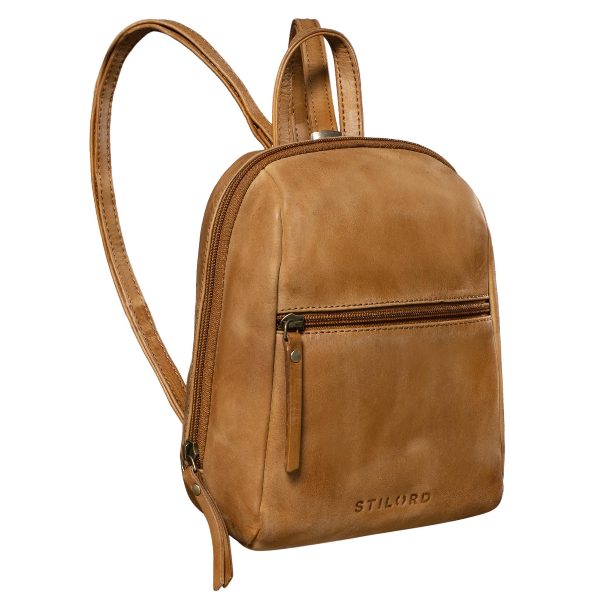 STILORD Lia Kleine Dagrugzak voor Vrouwen Leren Rugzak Vintage Handtas voor Stadswandeling Winkelen XS Rugzak Echt Leder Kleur:zwart