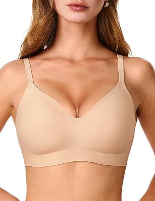 Bras for Women, No Underwire Full Coverage V Plunge Bra Wireless Seamless Comfort Bralette T-Shirts Everyday Bras