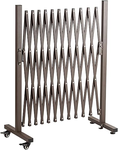 TECSPACE Barricada de metal expandible industrial, tamaño de expansión 8.2 pies, amarillo y negro, Barricada de seguridad de acero duradero con