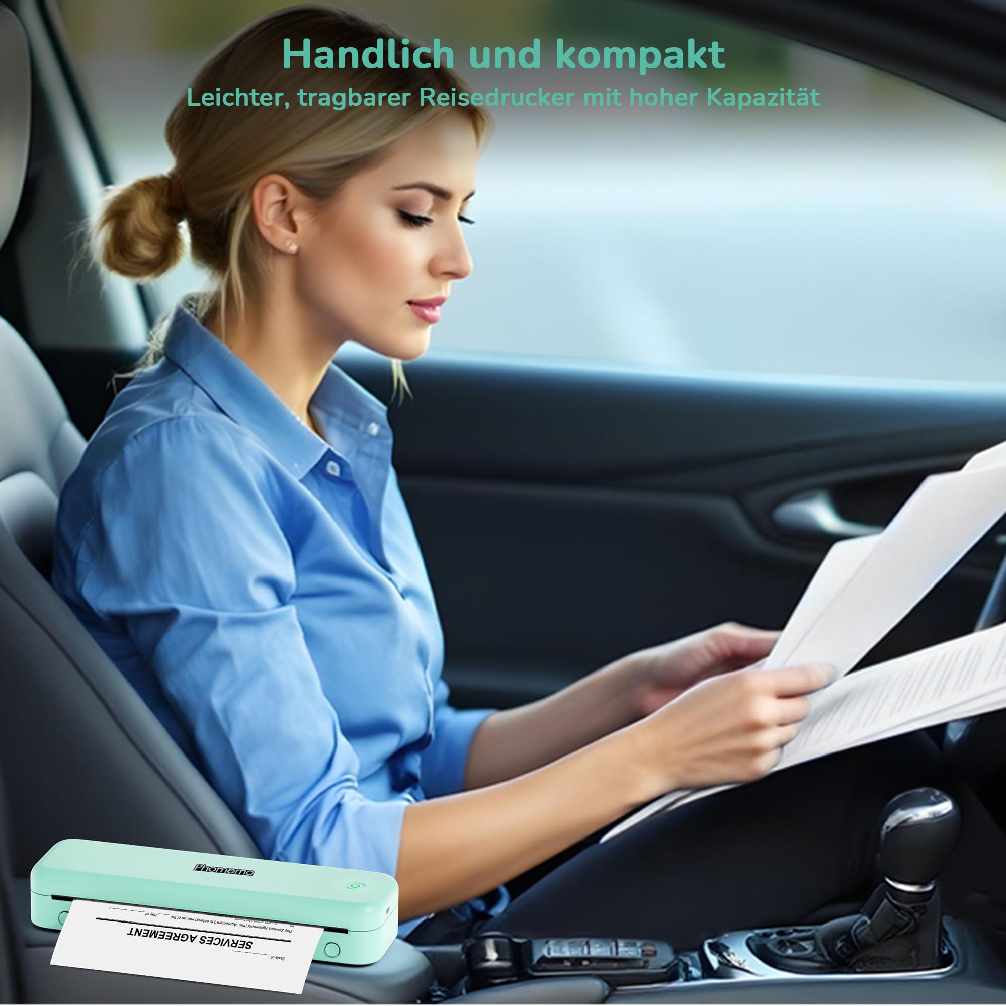 Phomemo Tragbarer Mobiler Thermodrucker A4 300 DPI - M834 Grünes Set – Bild 8