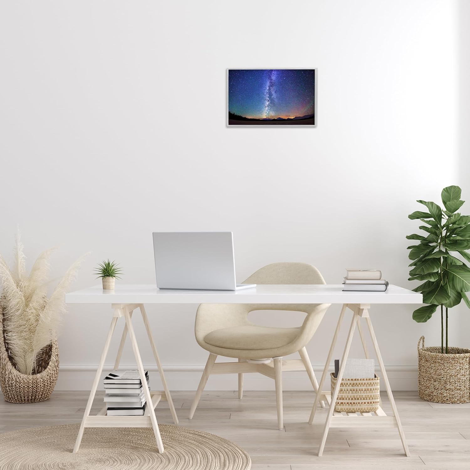 Stupell Industries Milky Way Stars over Earth Gray Framed Giclee Art, design by Royce Bair, 18 x 12