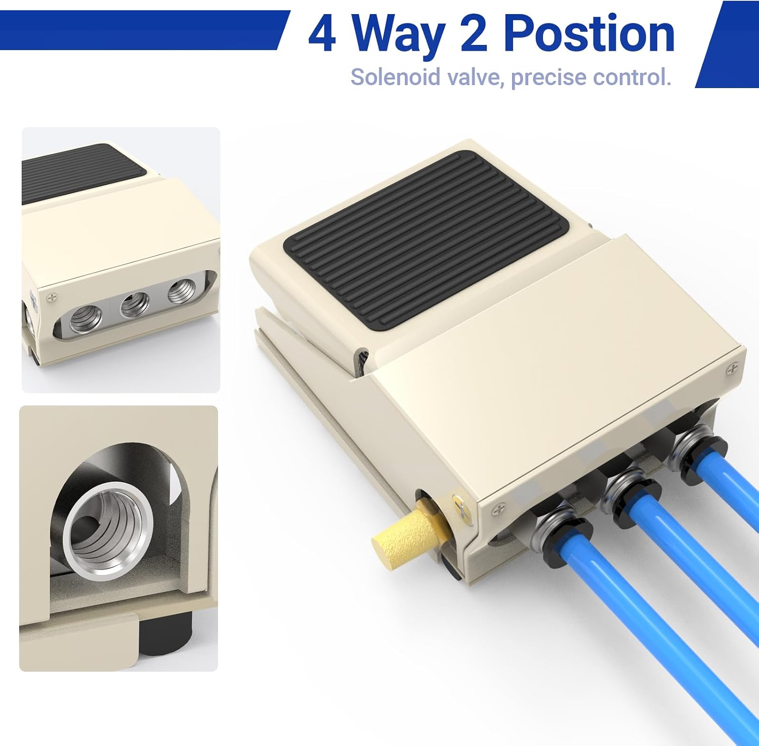 2 Position 4 Way 1/4" NPT FV420 Aluminum Normally Closed Pneumatic Foot Valve Adjustable Speed Foot Switch, Anti-Slip Safety Design for Desktop Use