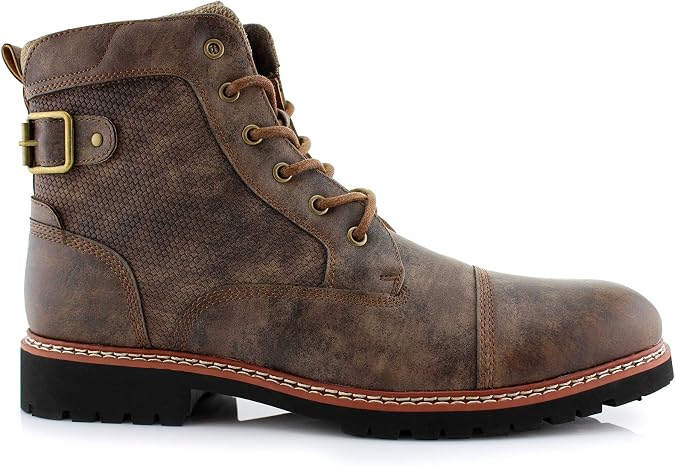 Polar Fox Men's Casual Cap-Toe Ankle Boot Collection | Lace-Up Work, Combat, and Chukka Styles