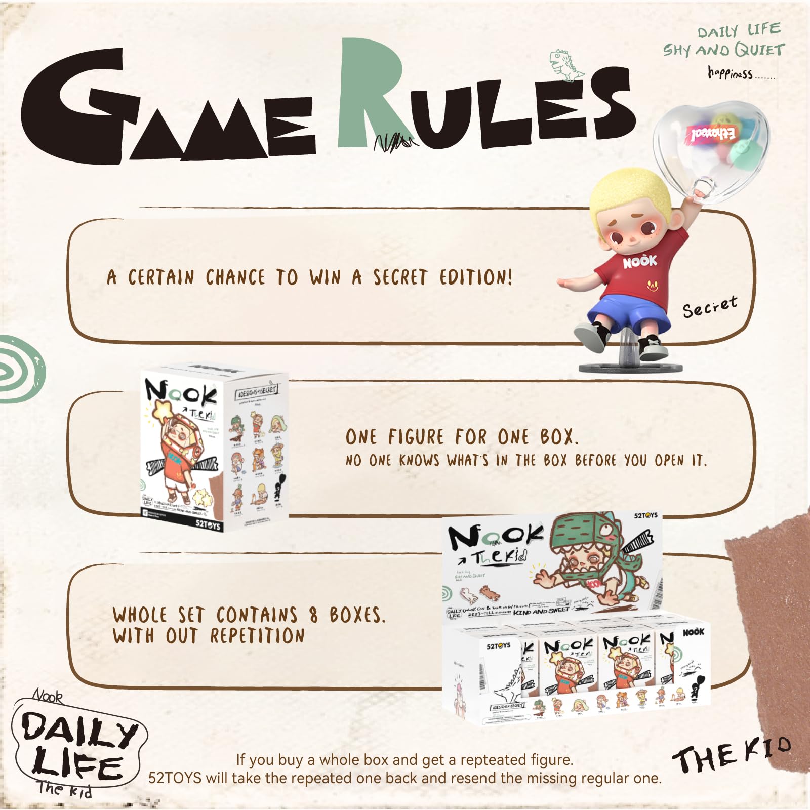 52TOYS Nook The Kid 1PC Action Figure, Collectible Toy Kawaii