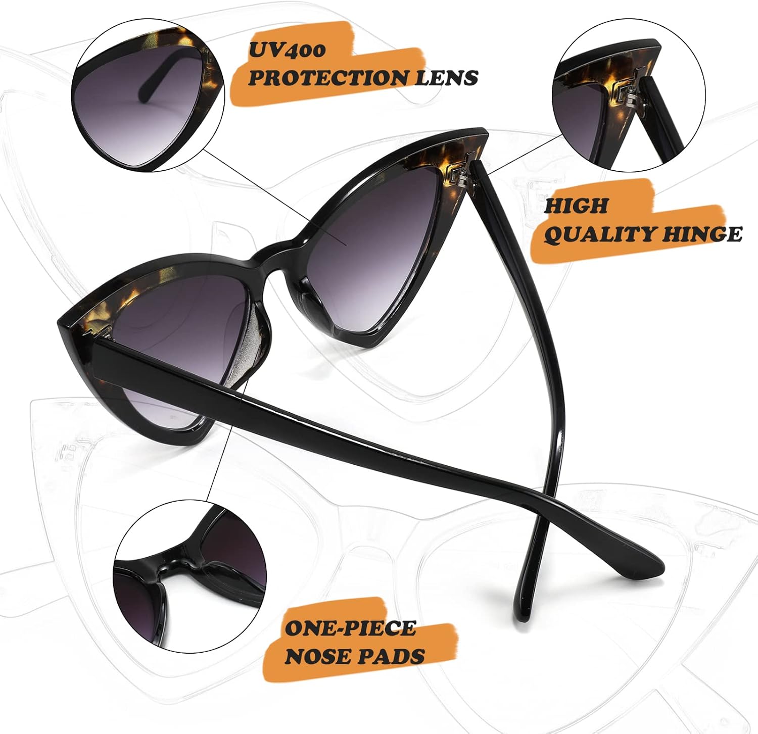 FEISEDY Retro Cat Eye Sunglasses for Women Fashion Vintage Cateye Sun Glasses B2235 - Image 5