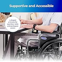 Vista 2 de Invacare Sillas de ruedas para adultos, Brazos de escritorio acolchados extraíbles en forma de L, reposapiés abatible, Silla de ruedas ligera