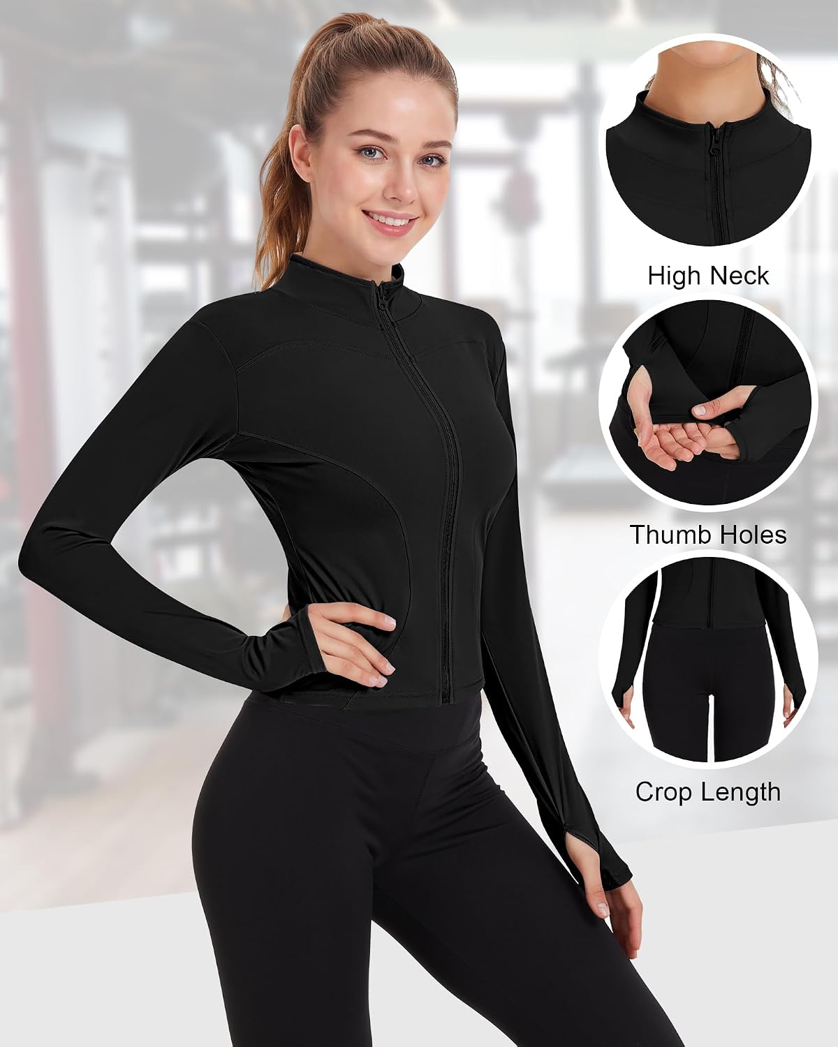 Shyyween 3 Pack Women Full Zip up Workout Cropped Jacket