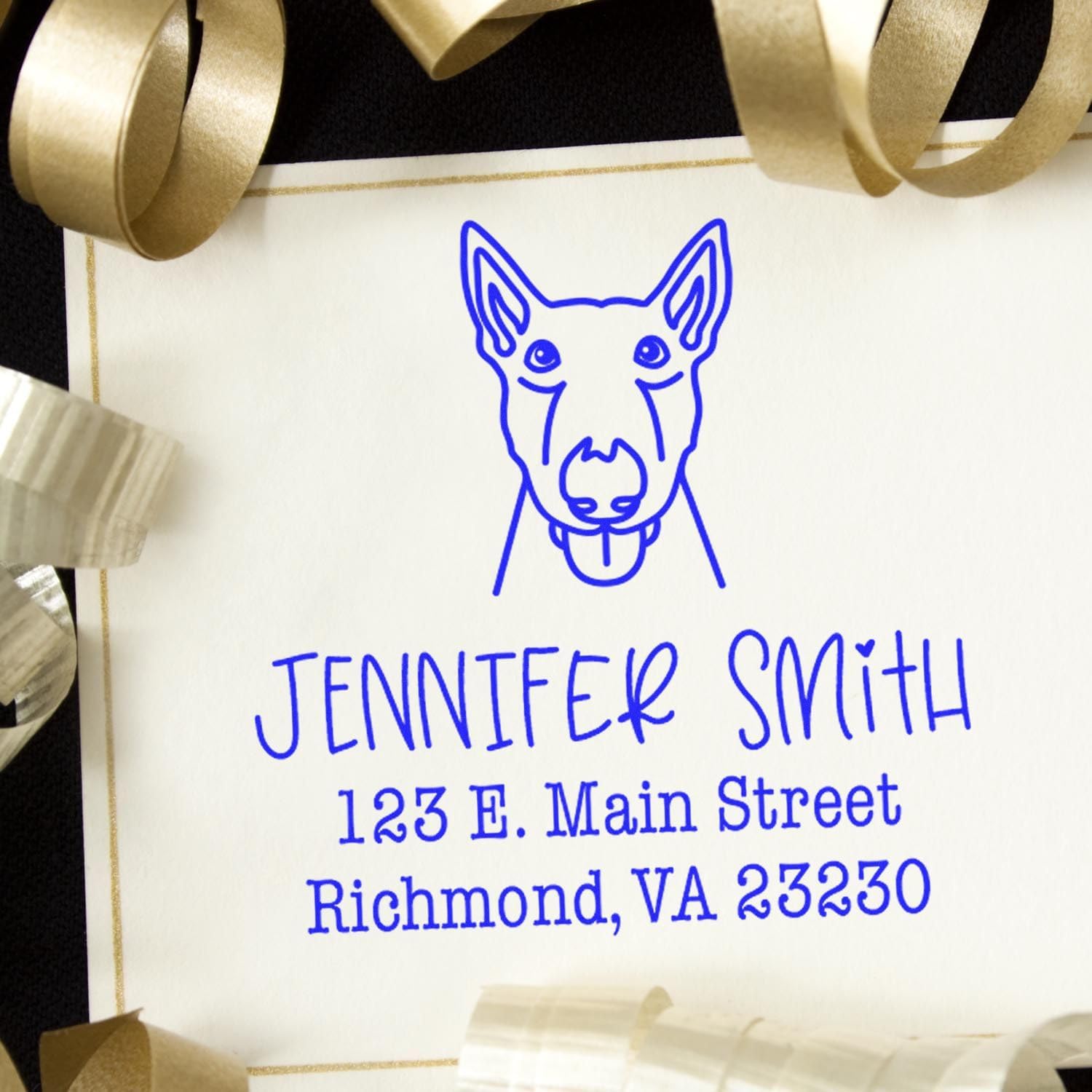 Bull Terrier Custom Address Stamp for Calendars, Letters & Envelopes | Handcrafted Personalized Self-Inking Return Address Rubber Stamper | Unique Dog Breed Design Gift for Pet Lovers 1-5/8 Square