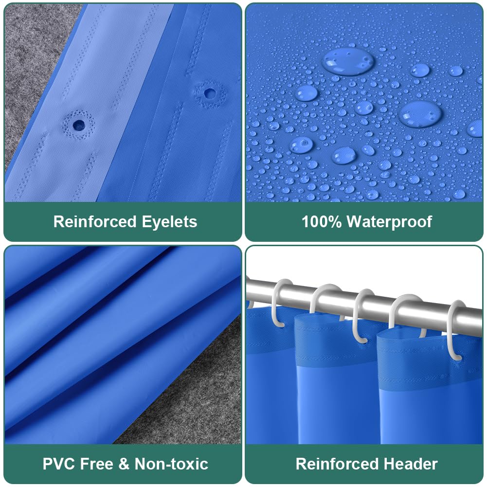 URAQT Shower Curtain Anti Mould, Waterproof PEVA Bath Curtains, Mildew Resistant Bathroom Shower Curtain with 12 Hooks - Image 3