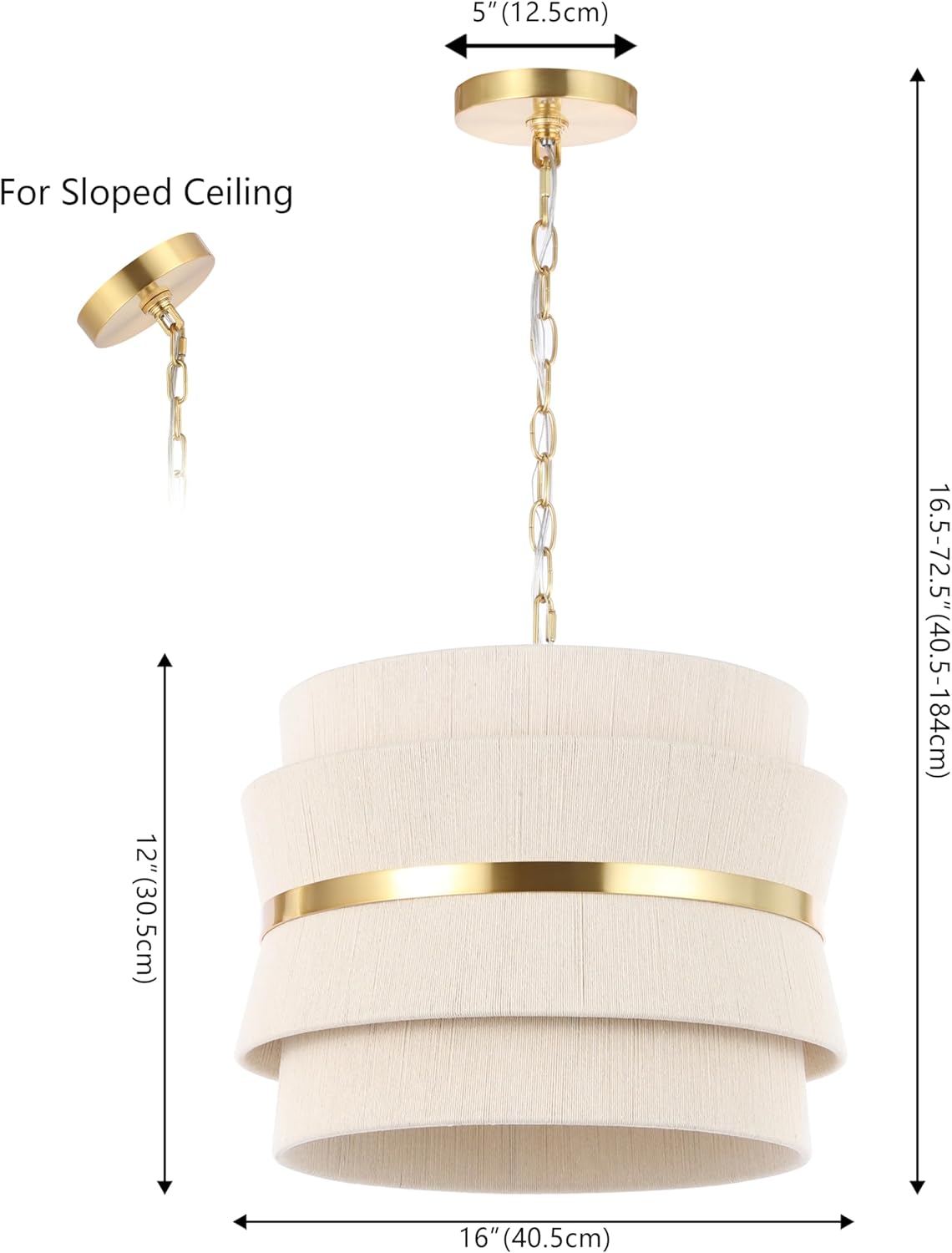 SAFAVIEH Lighting Collection Willia Bleached Natural/Brass Gold 3-light Adjustable Hanging Pendant Ceiling Light Fixture for Kitchen Dining Room (LED Bulbs Included)
