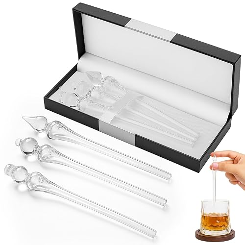 3 Pack Whiskey Droppers, Precision Glass Pipettes Set (Waterdrop, Double-Spherical, Glass-Shaped), 5-Inch Compact for Whiskey Bourbon Gin, Elegant Gift for Whiskey Lovers
