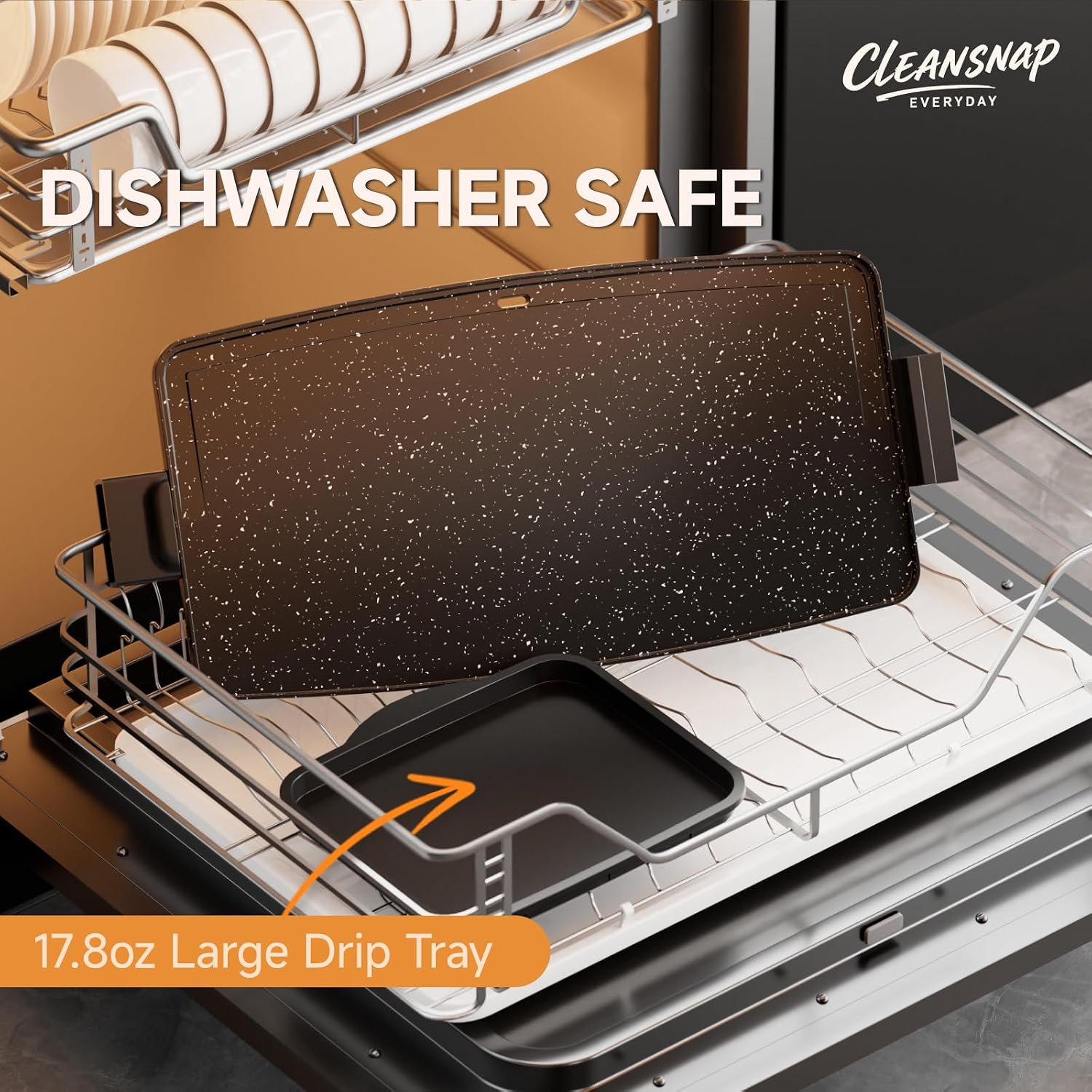 Cleansnap Everyday Electric Griddle, The Ultimate Gift for Family Feasts - 20” Nonstick Grill with Foldable Anti-Mess Shield, Rapid 1700W Heat & ILAG Coating, Dishwasher Safe, Midnight Black