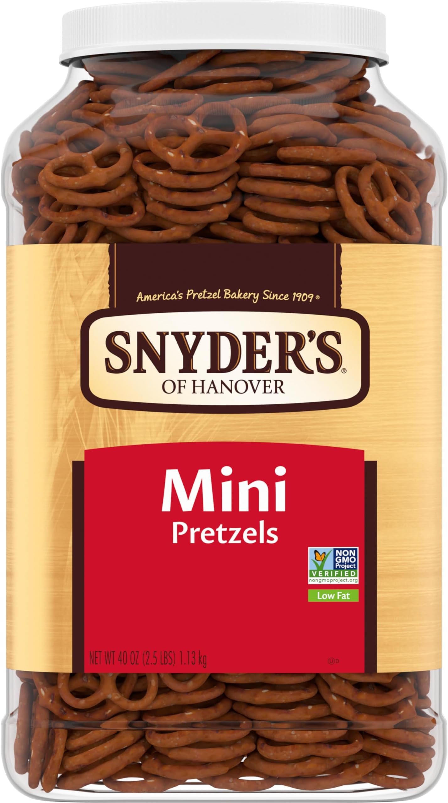 Amazon.com: Snyder's of Hanover Pretzels, Mini Pretzels, 40 Oz Canister