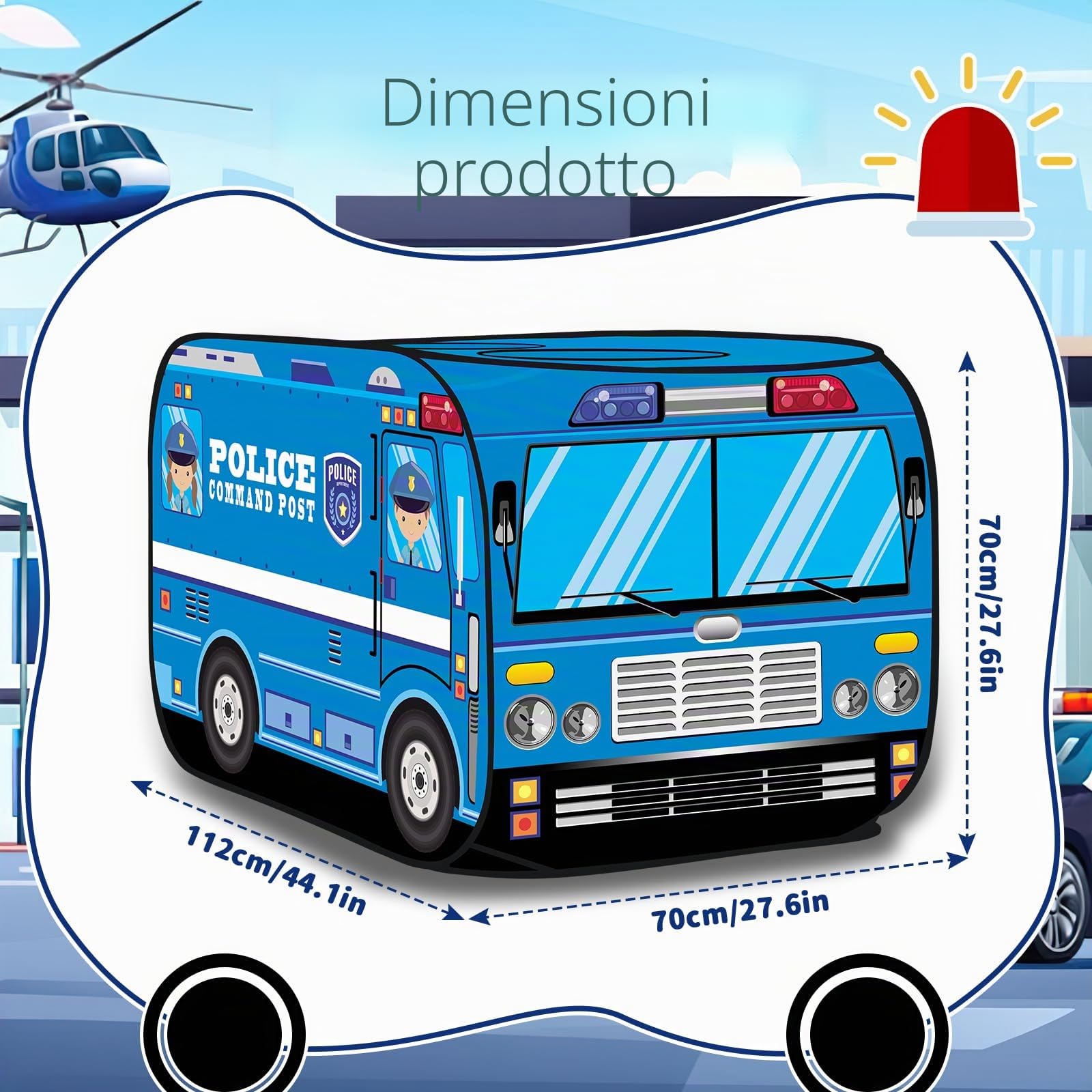 deAO Tenda Concept Car of Police – Spazio di gioco per interni ed esterni, per bambini