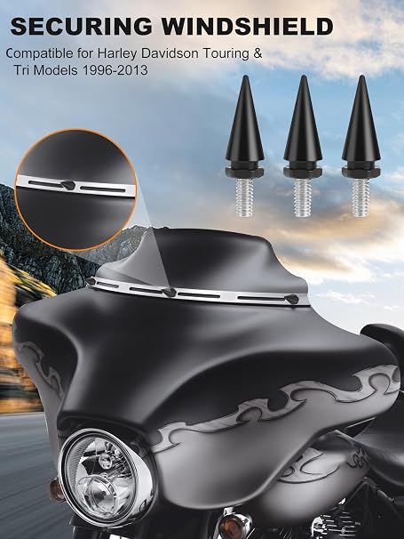 Motorcycle Windshield Bolts, Windscreen Screws | Compatible for Harley Davidson Electra Glide, Street Glide, Ultra Classic, Ultra Limited, Tri Glide 1996-2013