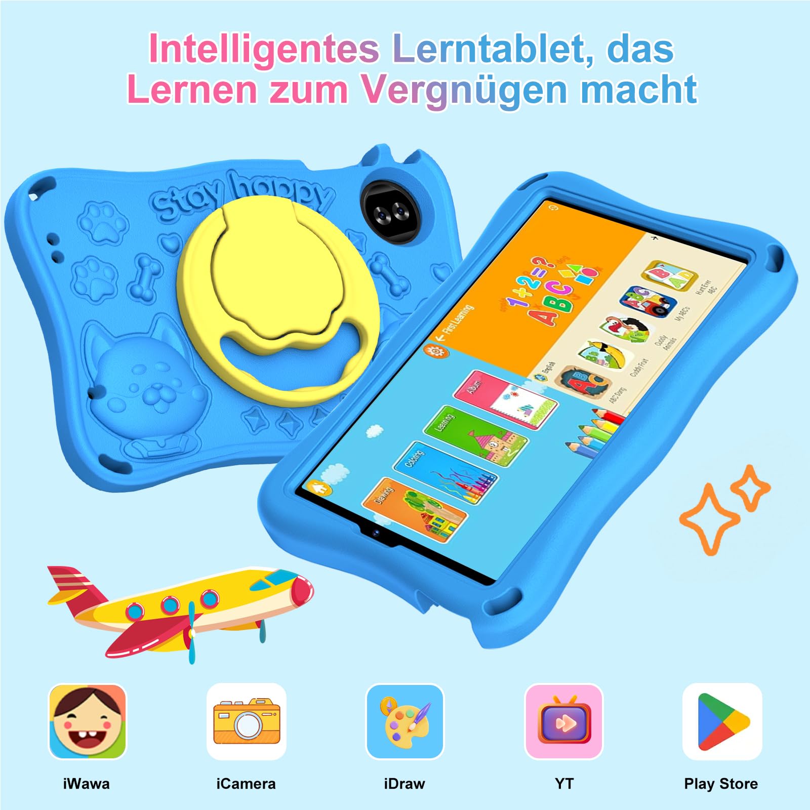 2026 Tablet 9 Zoll Android 15 Octa Core Tablet mit 32 GB ROM + 2 TB TF | 5G + 2,4G WiFi |GMS| Bluetooth 5.0 |8 MP + 5 MP | 1340 * 800 | Octa-Core |Tablet mit Eva Case, Blau