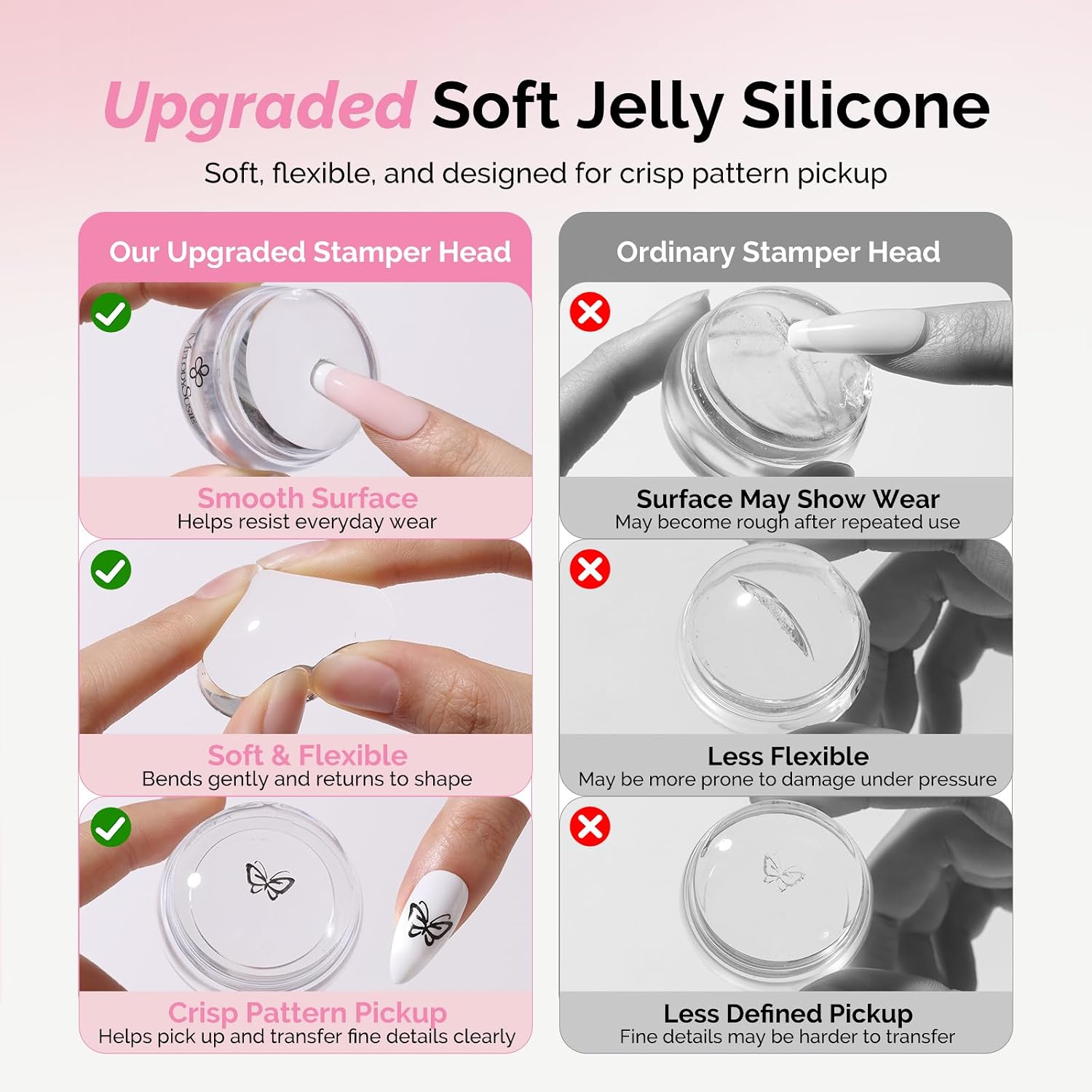 MelodySusie French Tip Tool, Long & Short Nail Stamp, 11PCS