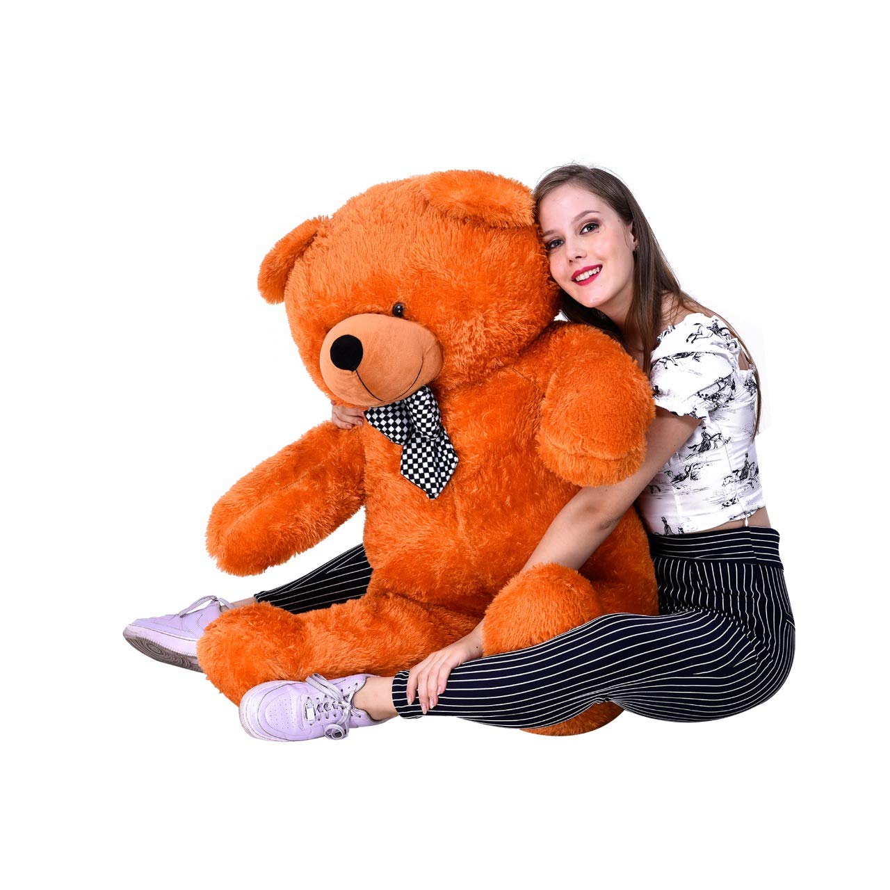 NP Toys Amazing bestSoft Plush Fabric Teddy Bear with Neck Bow 4 Feet (120 cm) Pink (Brown, 4 Feet)