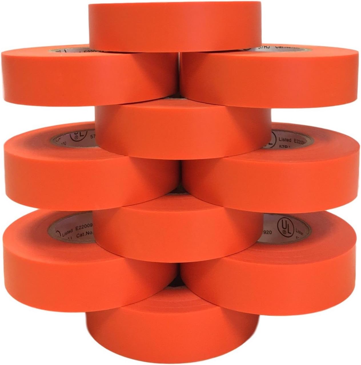 Exсluѕіvе TradeGear Orange Electrical Tape Matte 10 Pk - Waterproof PVC, Rubber Resin, UL Listed, 60' x ¾“ x 0.07, Suitable for Use at No More Than 600V & 80°C