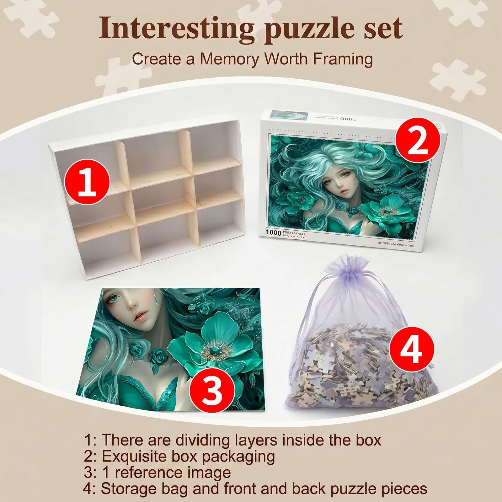 Puzzle 6000 Pezzi Classici, Puzzle Bellezza sogno 179 x 105 cm, Gioco Educativo e Antistress in Legno con Poster Incluso, Ttività DIY per Famiglia, Regalo per Appassionati, Decor Parete Casa, f0-738