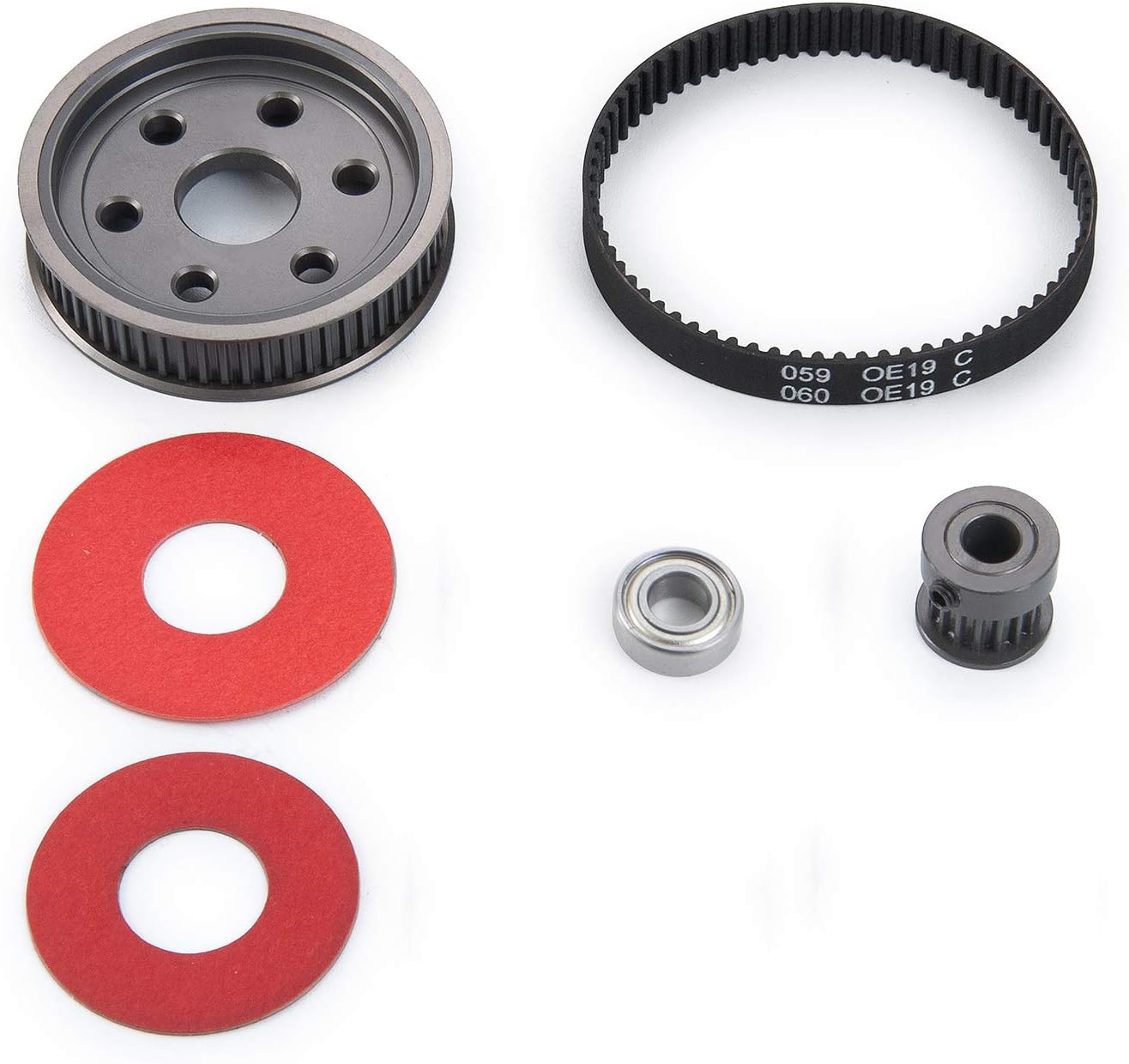 RCHUBAM 3.17/5.0mm Belt Drive Transmission Gears System for 1/10 RC Crawler Axial SCX10 Motor Gear Shaft Conversion (5.0mm) - Kit - 1Set Belt Transmission Kit
