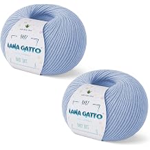 2-Pack 100% Merino Wool for Kids Natural Yarn with Aloe Vera for Knitting and Crocheting Baby Soft Made in Italy 3.6 oz. 372 yds Light Blue - 12260, 2