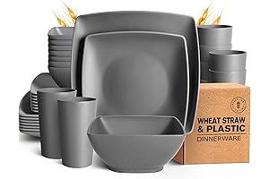 Teivio 32-Piece Plastic Dishware Set for 8: Unbreakable Dining Essential