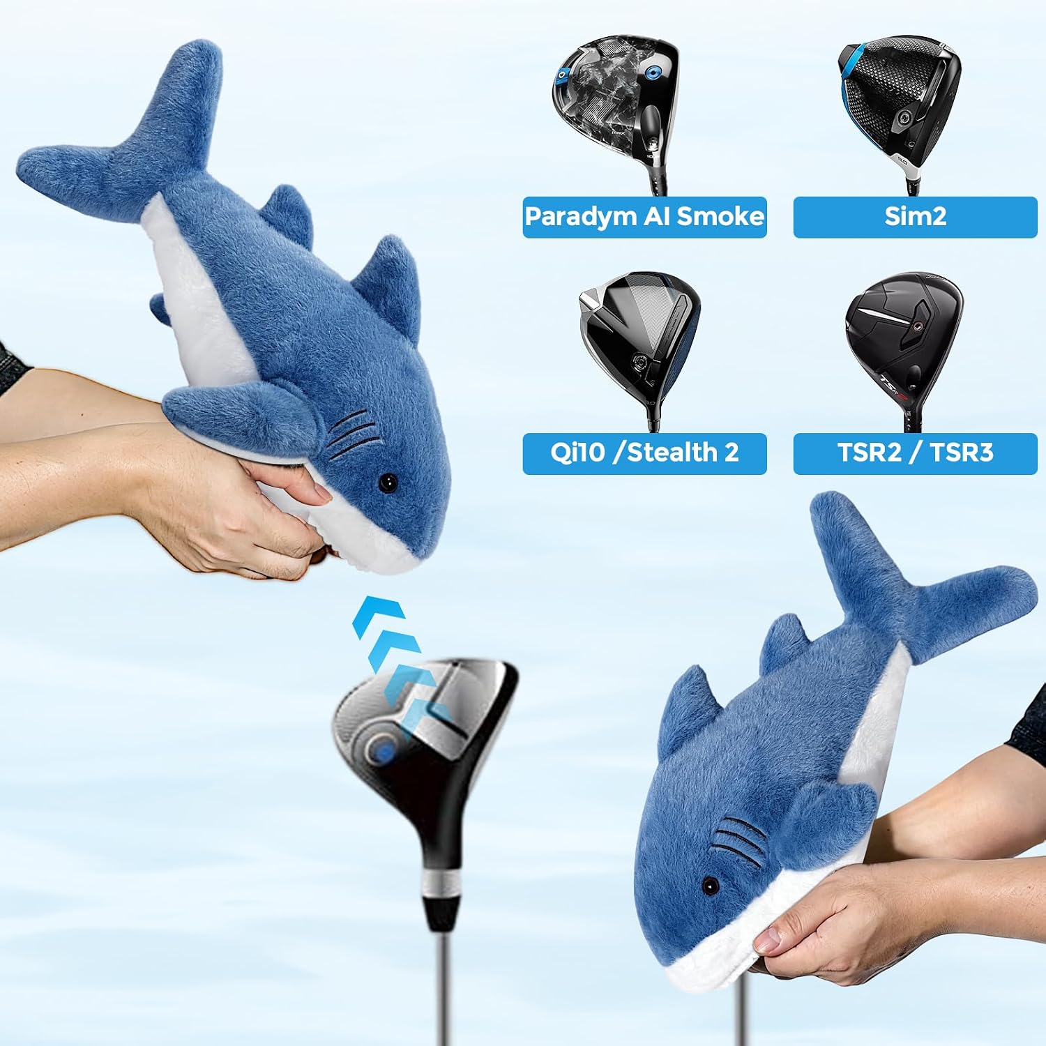 Funny Golf Club Covers Shark Driver Headcover Animal Driver Head Cover Soft Plush Protector Gifts for Women and Men