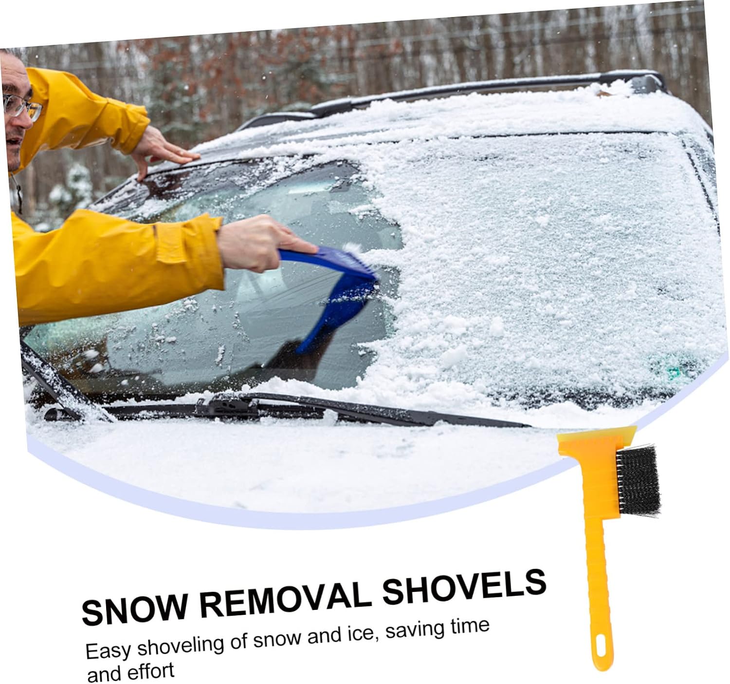 Unomor 2pcs Car Snow Accessories Snow Shovel Brush Ice Scraper Windshield Cleaning Kit