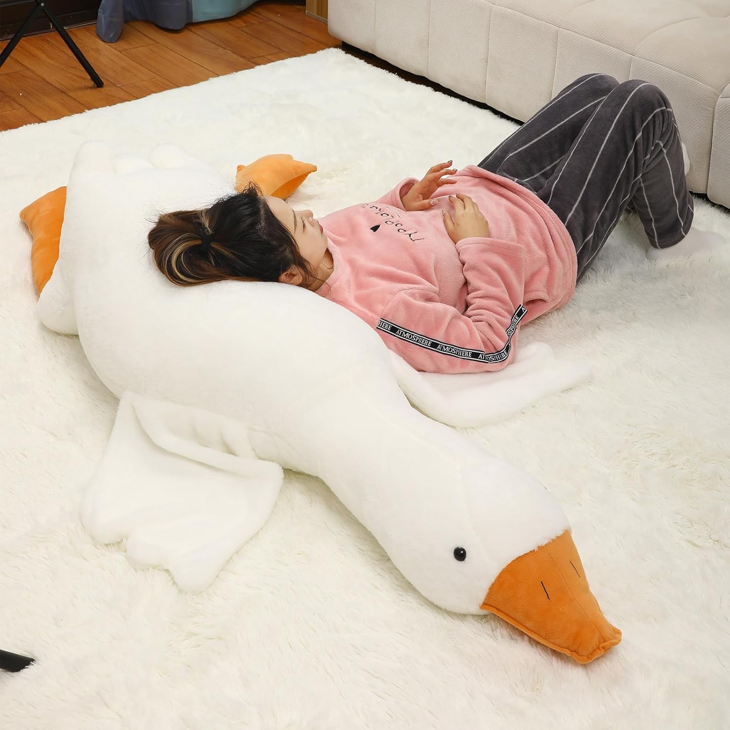 20 Inch Goose Stuffed Animal, Duck Plush Giant Goose Plush,Cute Stuffed Animals,White Swan Plushie Hugging Pillow Toy Gift for Girlfriend,Kids or Friend