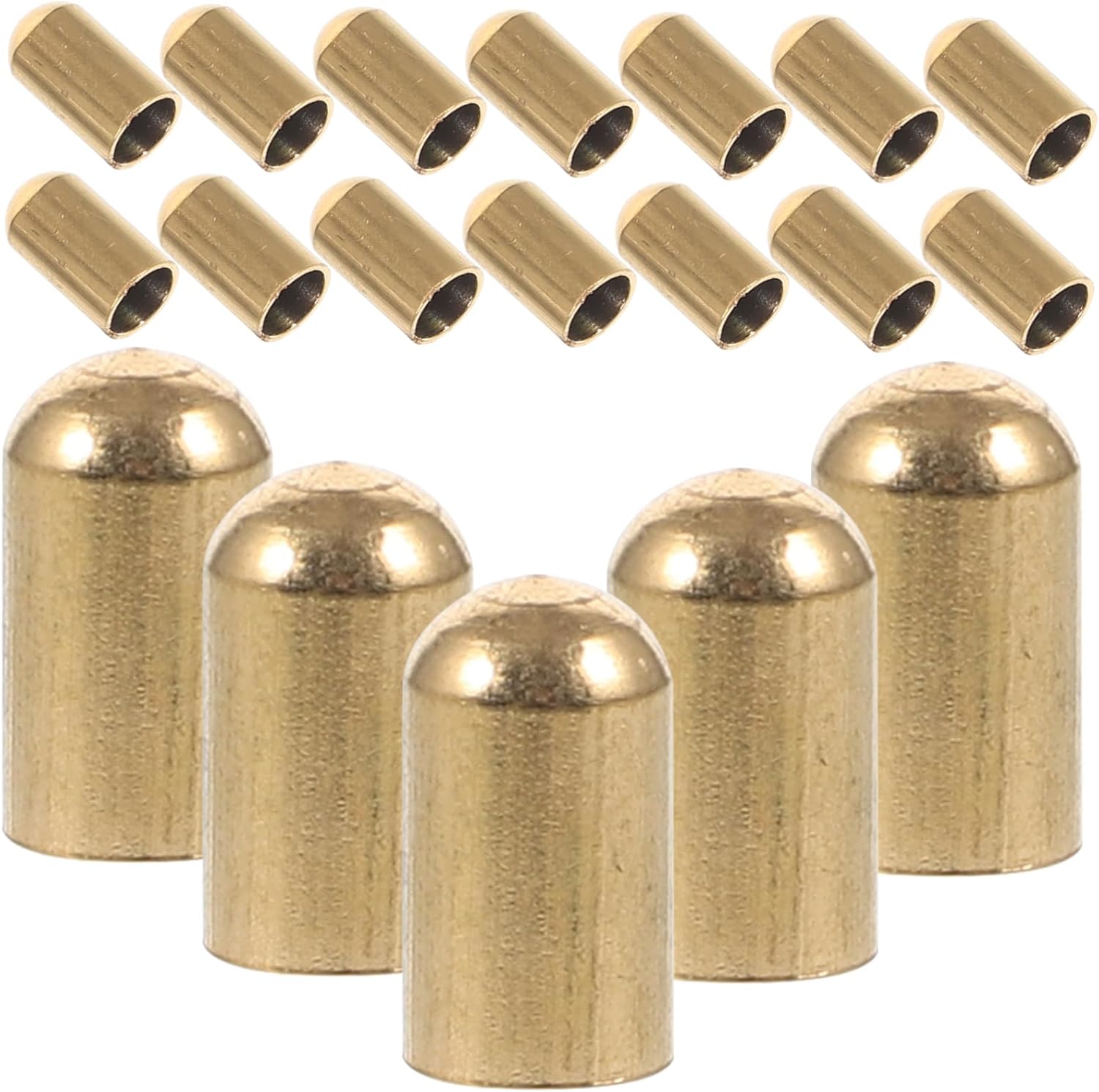 Healifty 30pcs Metal Cord End Caps Gold Plated Rope Stopper Fasteners for Bracelets Necklaces Leather Cords for Jewelry Making and Crafting