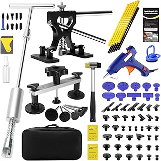 139PCS Dent Puller Kit, Paintless Dent Removal Kit, Car Dent Repair Kit with Metal Dent Lifter, Bridge Puller, T-Slide Hammer, Professional PDR Tools for dents, dings, creases and Hail Damage