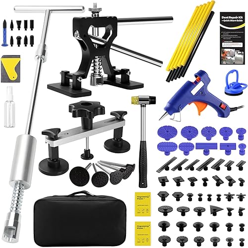 139PCS Dent Puller Kit, Paintless Dent Removal Kit, Car Dent Repair Kit with Metal Dent Lifter, Bridge Puller, T-Slide Hammer, Professional PDR Tools for dents, dings, creases and Hail Damage