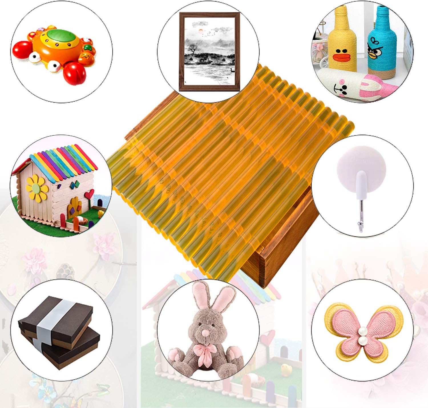 Hot Glue Sticks for Glue Gun,10.63 in, 0.43 in Dia,20pcs,Yellow Hot Glue Gun Sticks Large Bulk,Adhesive Almost for All Materials for Kids DIY Sealing Dent Repair -