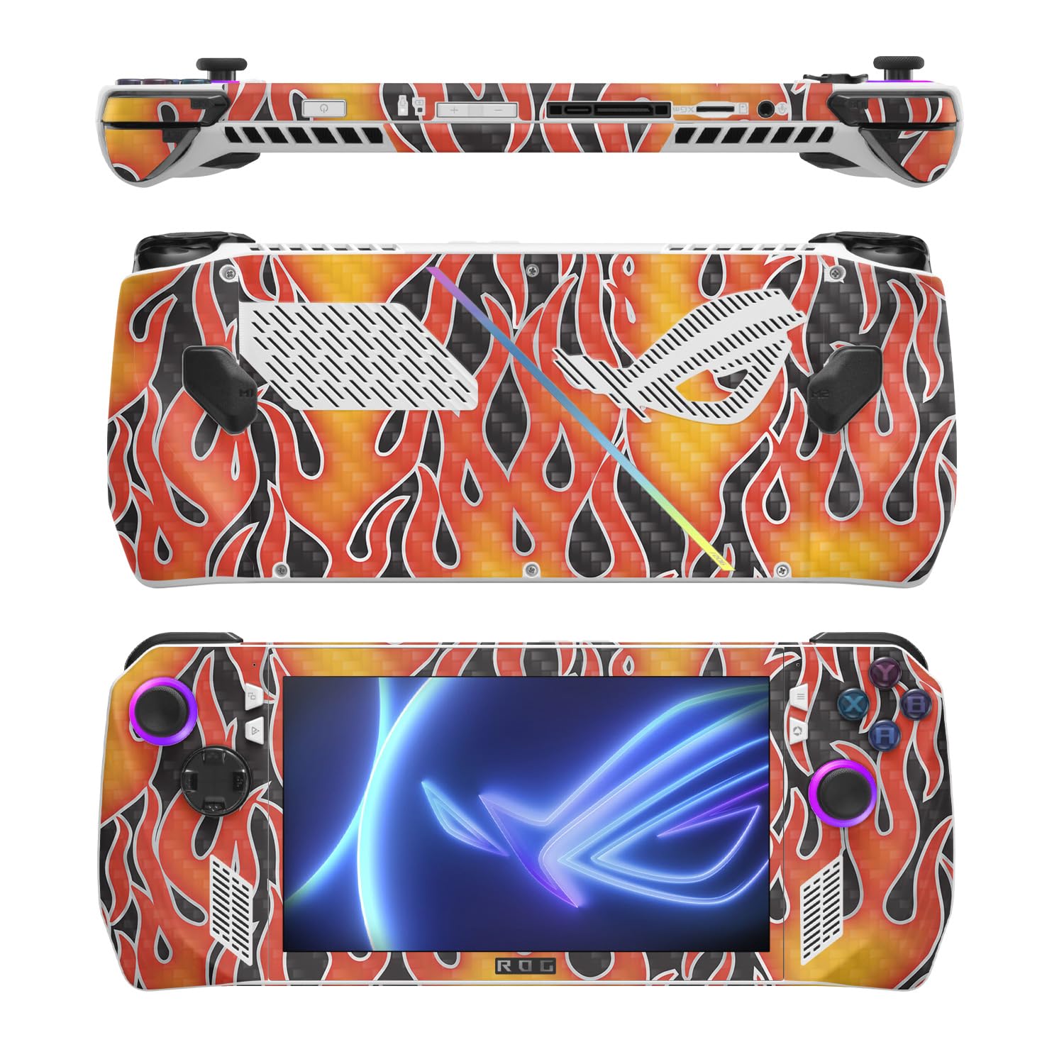 MightySkins Carbon Fiber Skin Compatible with Asus ROG Ally - Hot Flames | Protective, Durable Textured Carbon Fiber Finish | Easy to Apply
