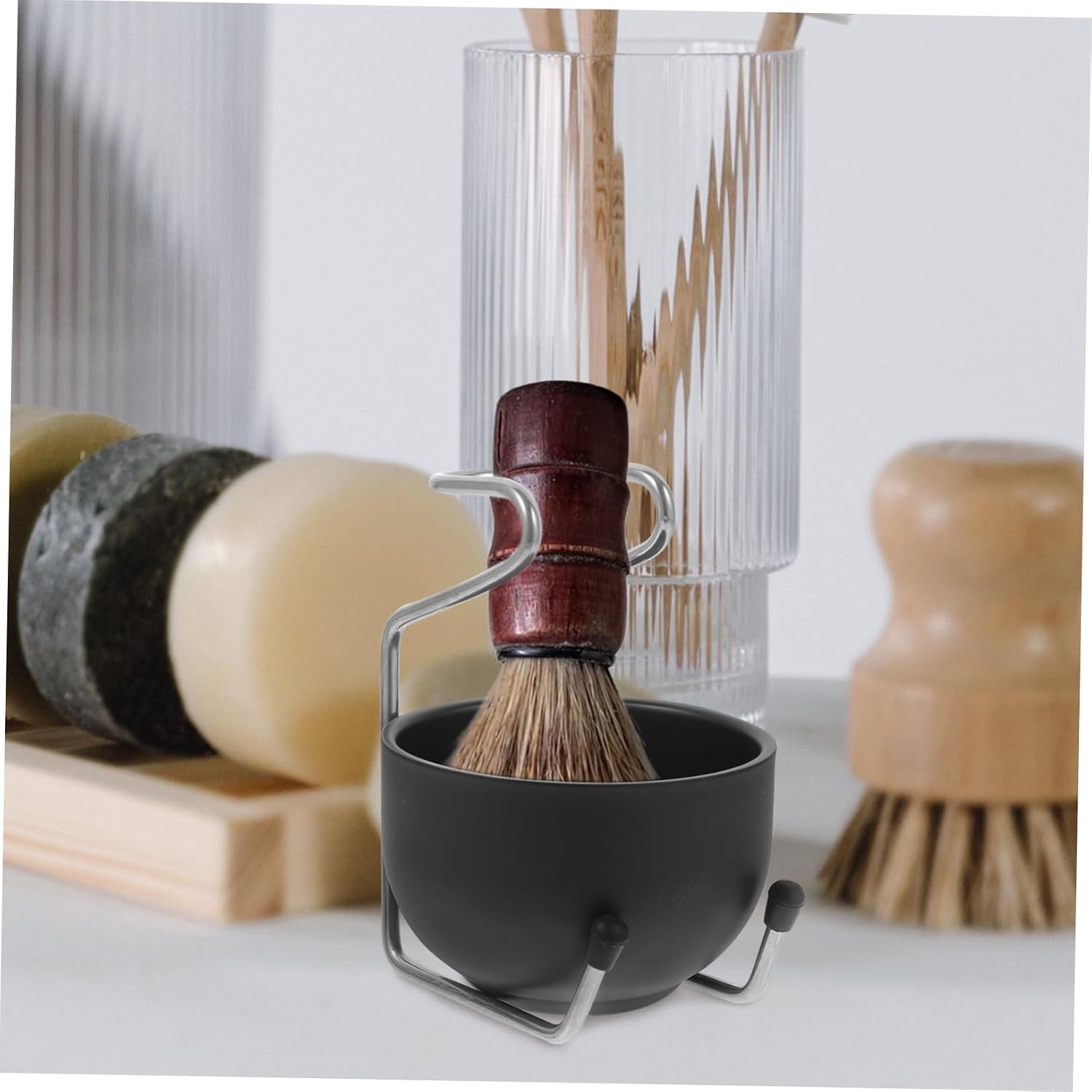 Men Shaving Tool Kit Shaving Soap Bowl Stand Stainless Steel Soap Bowl Beard Mustache Care