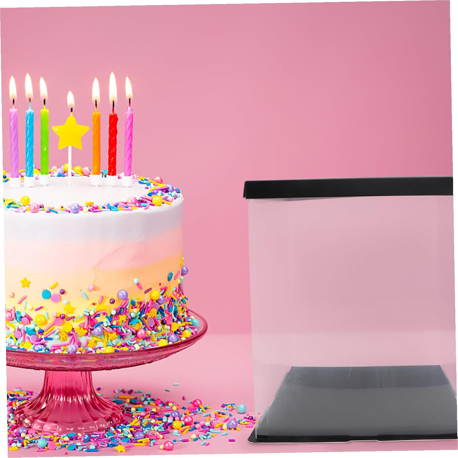 Garneck Cake Storage Box Black 6-inch 3-tier Baking Cake Carrier Container for Birthday and Bakery Food Packaging