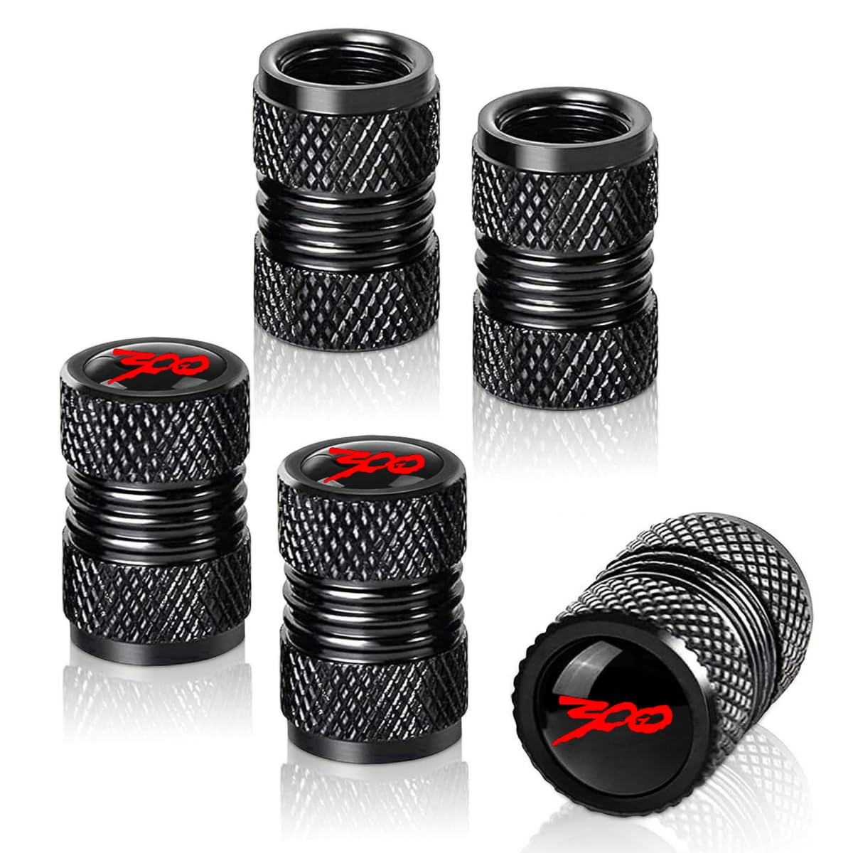 HUIANTS for Chrysler 300/C/ 300S Black Metal Tire Valve Stem Cap Covers Air Valve Cap Set Dust Proof Leak-Proof Air Cover Logo Styling Car Accessories