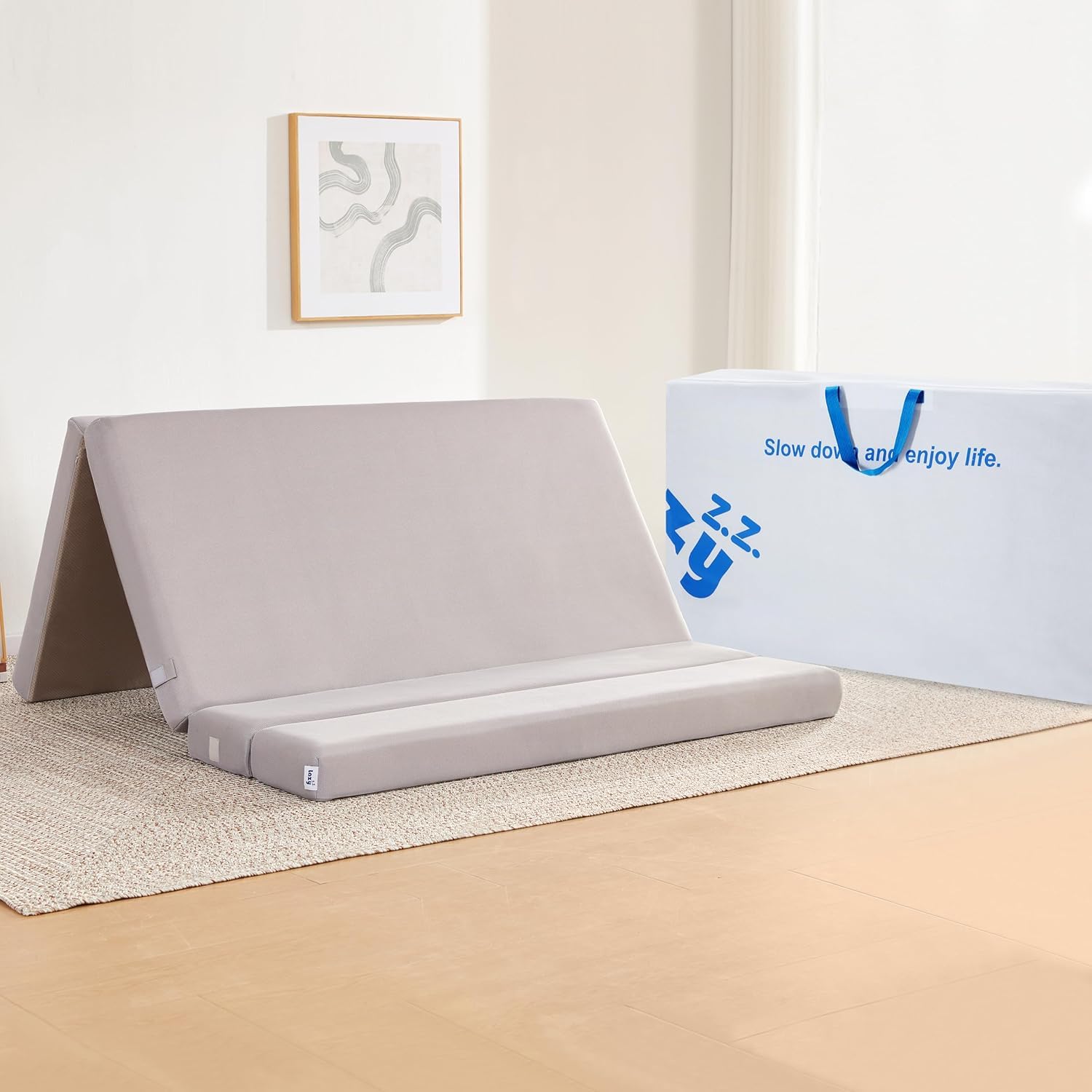 Folding Sofa Bed Foldable Futon Couch Bed 4Inch Sleeper Floor Sofa for Adults, Camper, Guest, with Headrest, Breathable & Washable Cover (Full)OEKO-TEX STANDARD 100