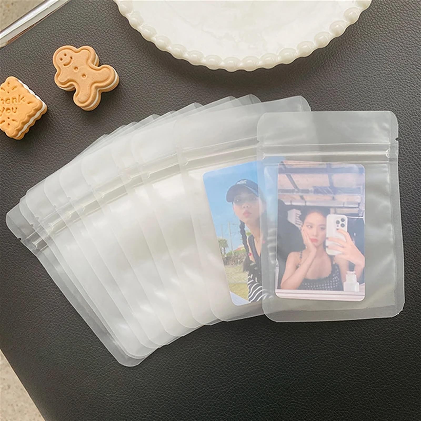 Sacchetti con chiusura a zip, Confezione da 10 sacchetti piatti con chiusura a zip, in plastica PP a prova di umidità, termosaldabili e richiudibili(10pcs L)