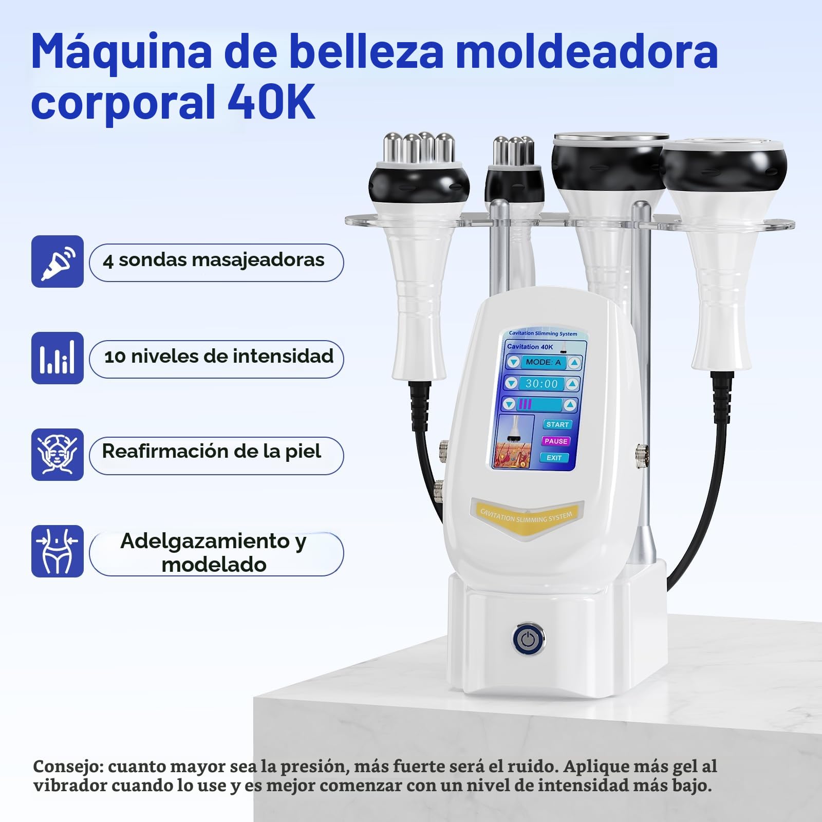 Dispositivo de Masaje 40K Cuatro en Uno, Equipo de Radiofrecuencia para Cuidado Facial y Corporal en el Hogar