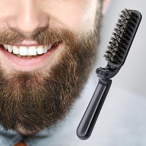 Miniatura 6 de 2 cepillos de pelo de viaje, mini cepillo de pelo plegable, cerdas de jabalí, peine de bolsillo, cepillo de barba, herramienta de peinado portátil