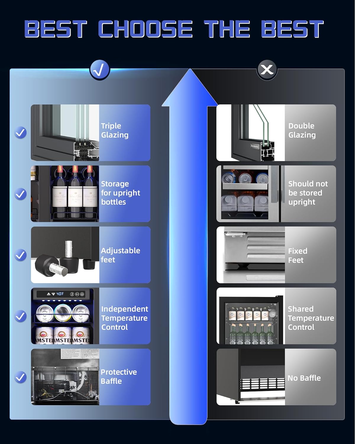 French Door Beverage Refrigerator, 24 Inch Dual Zone Built-in Fridge with Glass Door – Holds 160 Cans and 20 Wine Bottles, Beverage Cooler – Ideal for Kitchen, Bar, or Living Room