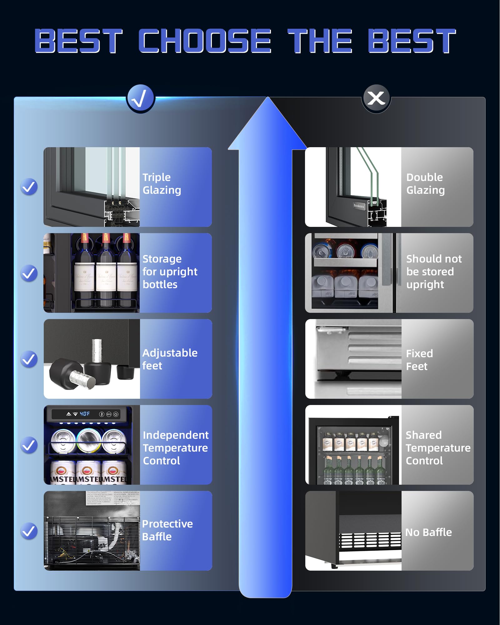 Minorfun 18 Inch Glass Door Beverage Refrigerator – 160 Can Mini Fridge For Wine, Beer, Soda, Ideal For Home, Office, Or Bar, Under Counter Built-In Design (Metal Black,) on Fridge.com - View 2