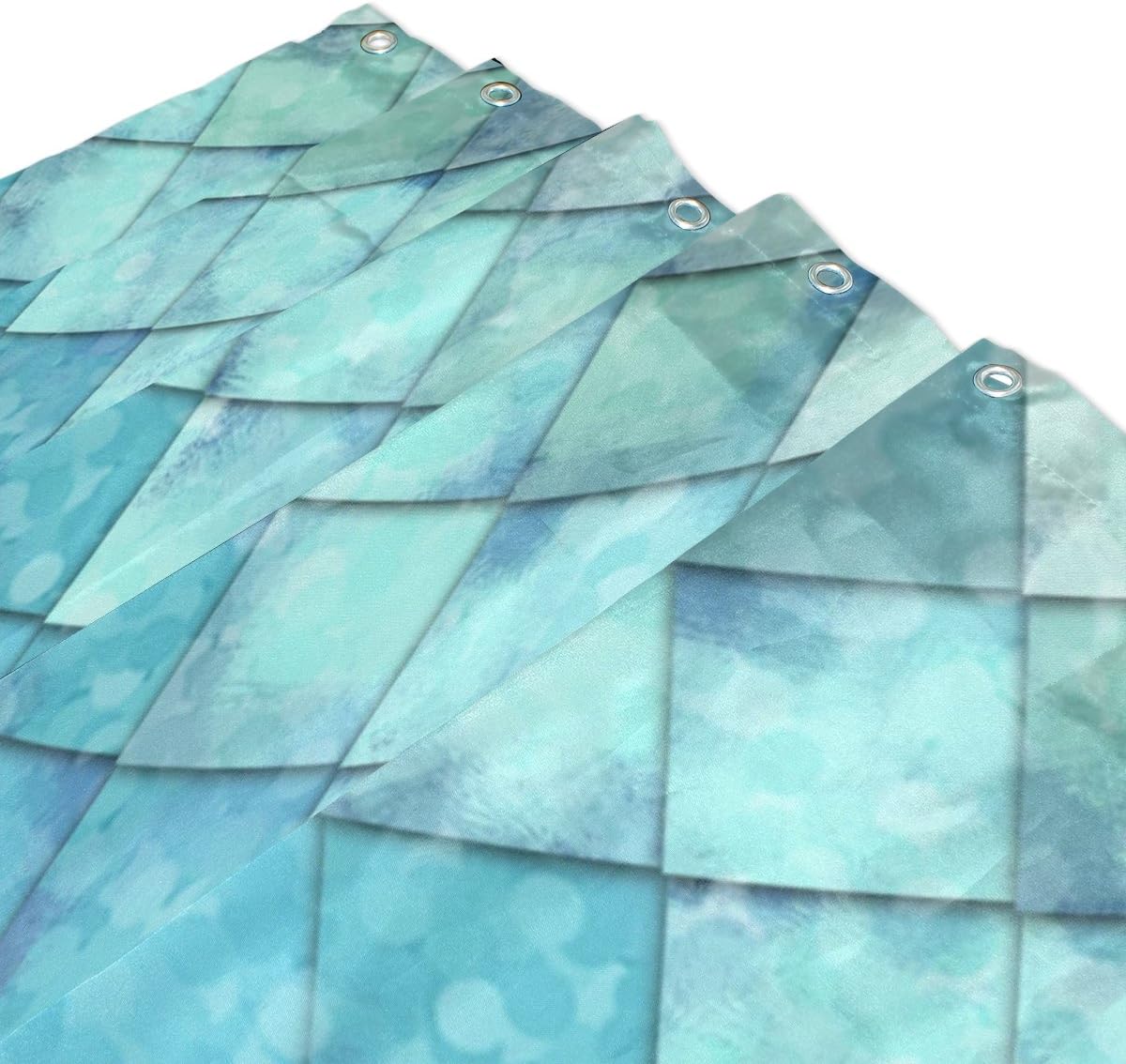 ALAZA Shower Curtain Backdrop Royal Blue Mermaid Scales Geometric Rhombus Bathroom Shower Curtain Set Fabric Bridal 12 Hooks for Women 72x72 Inch (60x72 inch - Image 4