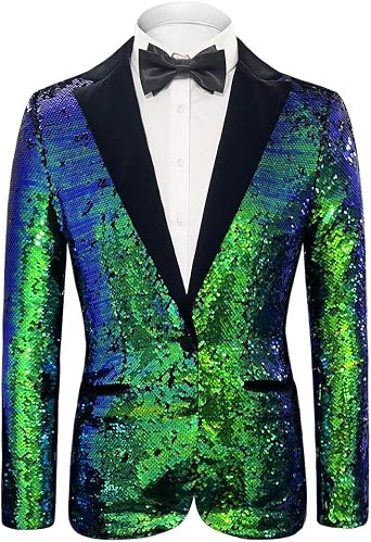 Mens Daily wear Wedding Prom Party Sequined Tuxedo Suit Jacket Blazers