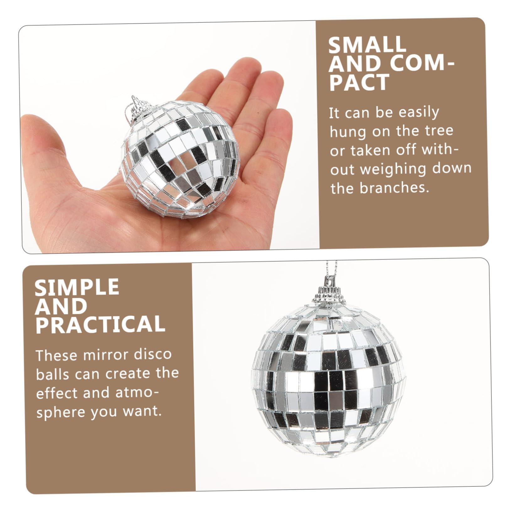 Zerodeko 6 Ensembles Boule Réfléchissante Miroir Mini Boule Disco Ballons Disco Balle Decoration Noel Decoration De Noel Miroir r Feuille De Verre 18 Pièces * 6