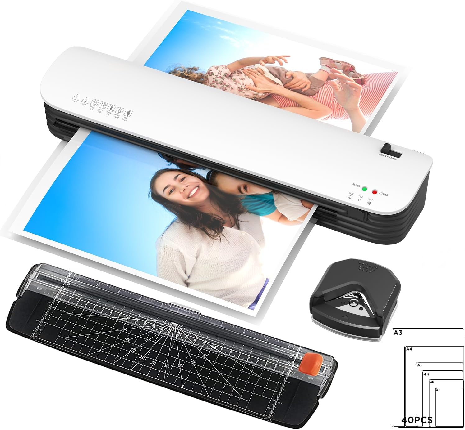 13-Inch (A3) Thermal Laminator 2-Min Fast Warm-Up, Hot & Cold Lamination, Never Jam Technology, Includes Cutter, Corner Rounder & 40 Pouches, Ideal for Home, Office & School