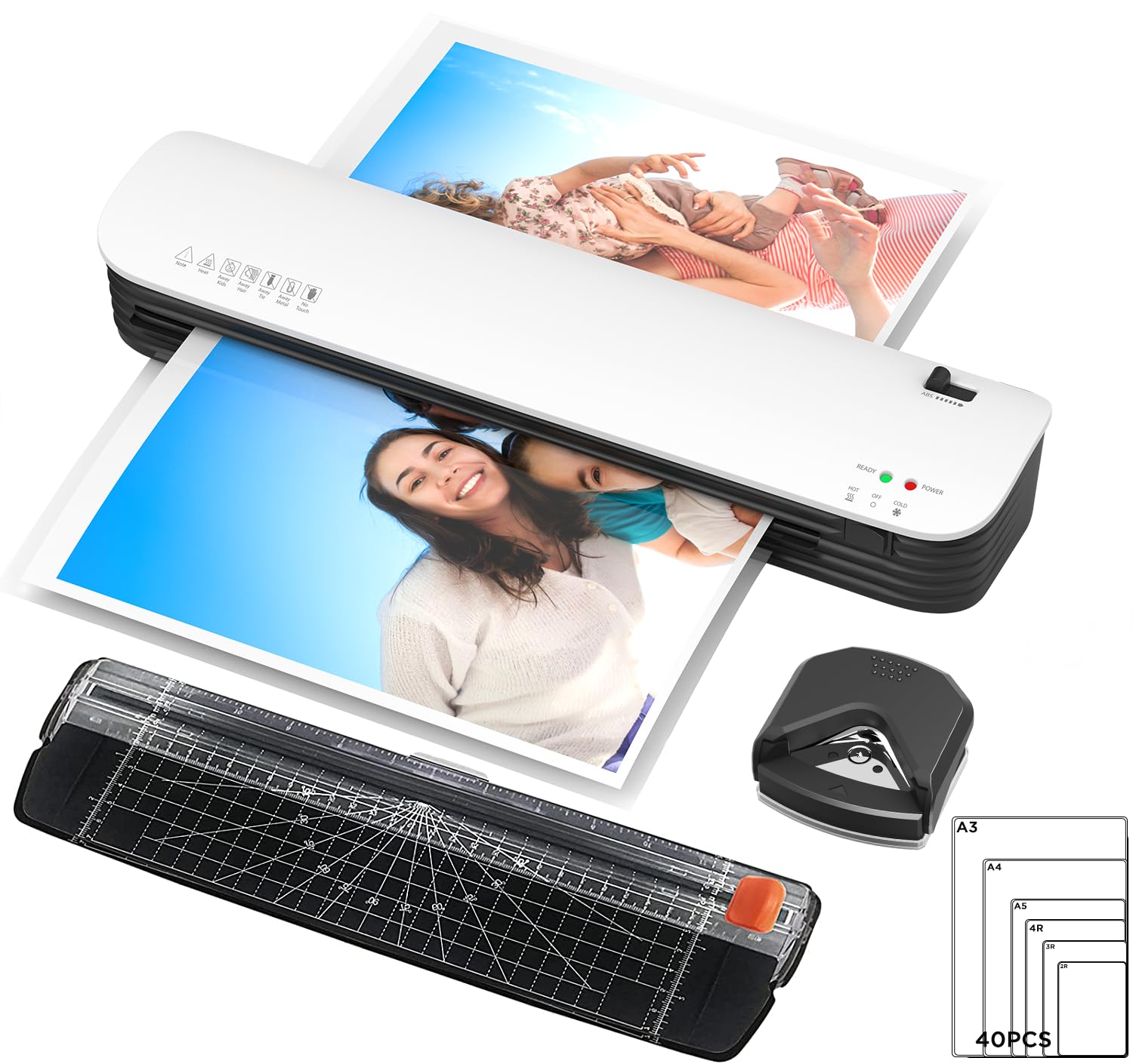 Laminatore da 33 pollici con tecnologia Never Jam, 40 fogli di laminazione, laminatore termico A3 4 in 1 con trimmer e arrotondatore angolare per ufficio, scuola, affari e uso domestico