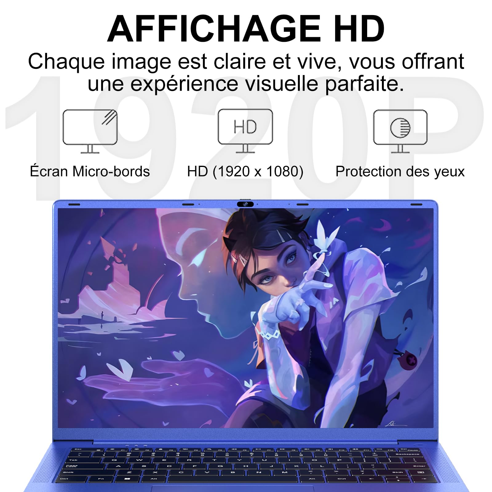 Ordinateur Portable 14 Pouces Celeron N5095(jusqu'à 2,9 GHz)8Go RAM Win11 256Go SSD Extension1To 5G WiFi 1920x1080FHD PC Portable avec Souris sans Fil qwerty Clavier AZERTY Membranedu Clavier-Violet10